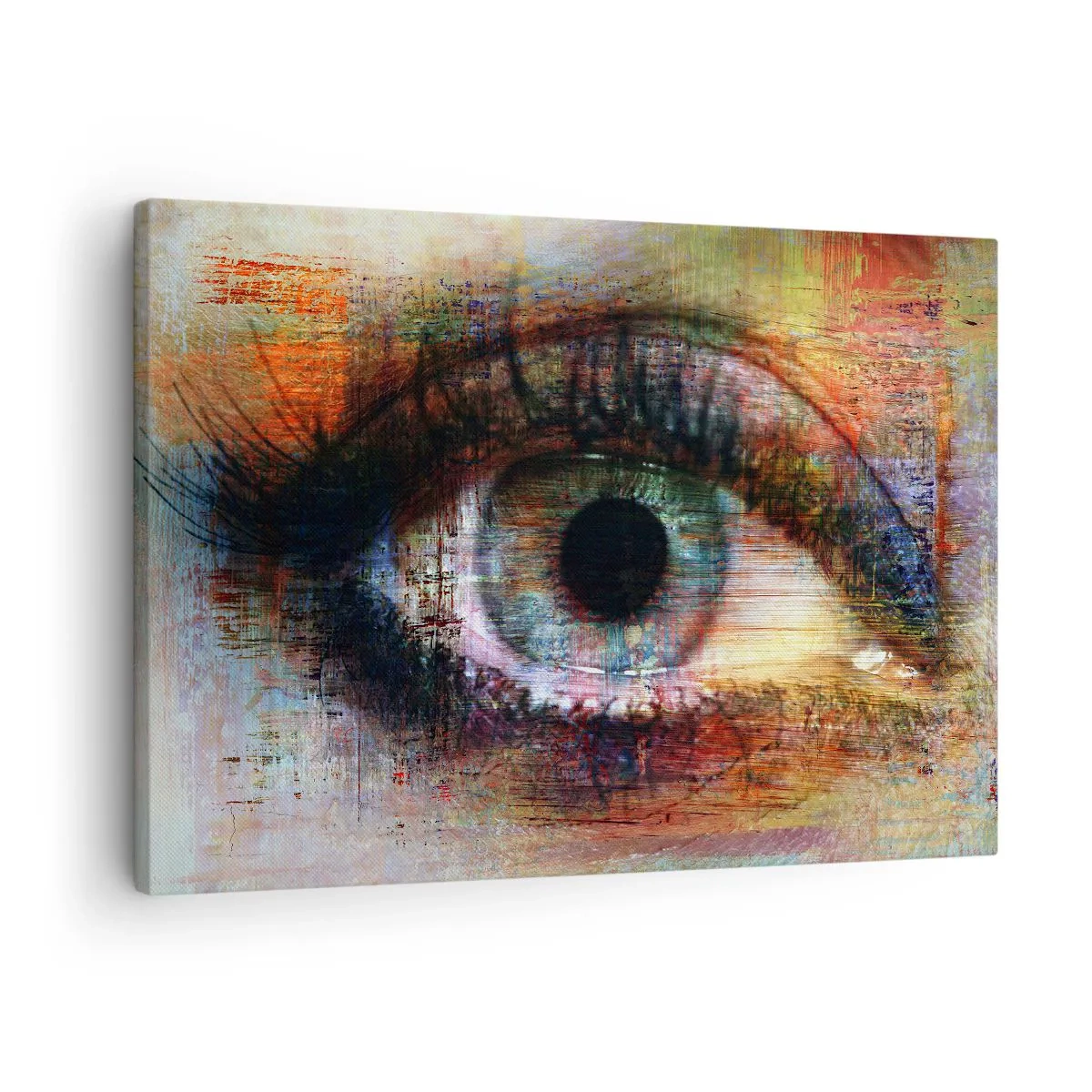 Obraz na plátně - Umělecké oko v multibarevné abstrakci - 70x50cm - Lze se podívat do duše - Moderní nástěnná dekorace do obývacího pokoje a ložnice ARTTOR