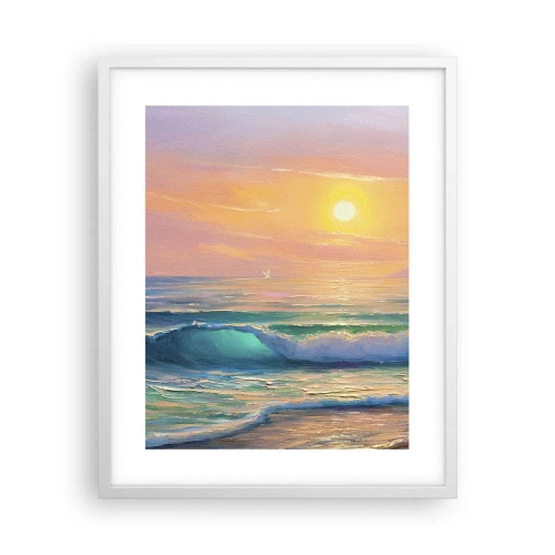 Plakát v bílém rámu - Tyrkysová píseň vln - 40x50 cm