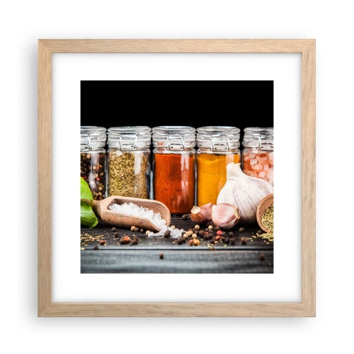 Plakát v rámu světlý dub - Aby měl život chuť - 30x30 cm