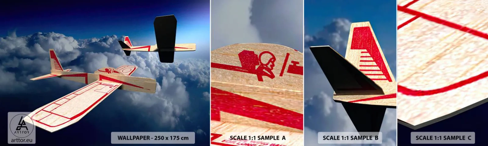 Vzor Fototapety Samolepicí Deluxe Sticker - Ještě výš, ještě dál - Letadlo, Kluzák, Mraky - 100x30 cm