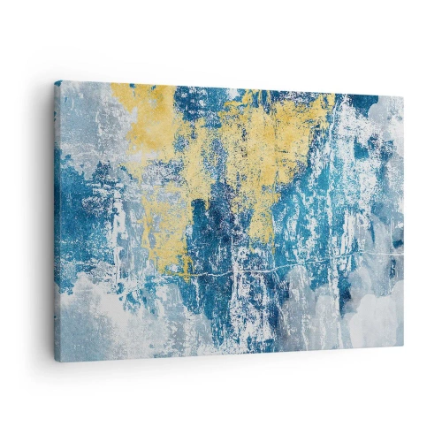 Obraz na plátně - Abstrakce v odstínech modré a žluté - 70x50cm - Abstrakce s dobrou náladou - Moderní nástěnná dekorace do obývacího pokoje a ložnice ARTTOR