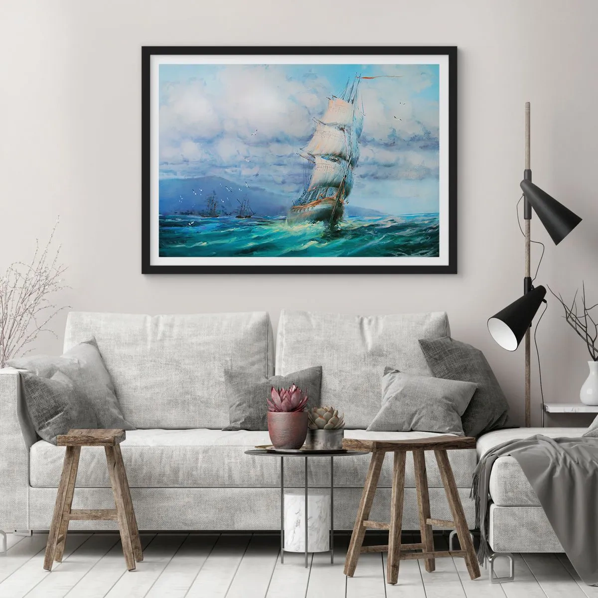Plakát v černém rámu - Šťastnou cestu - 70x50 cm