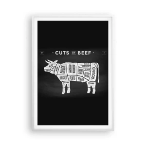 Plakát v bílém rámu - Slabikář řezníka - 70x100 cm