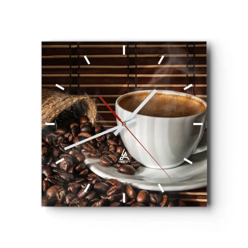 Nástěnné hodiny - Černost uhlí, průzračnost jantaru - 30x30 cm