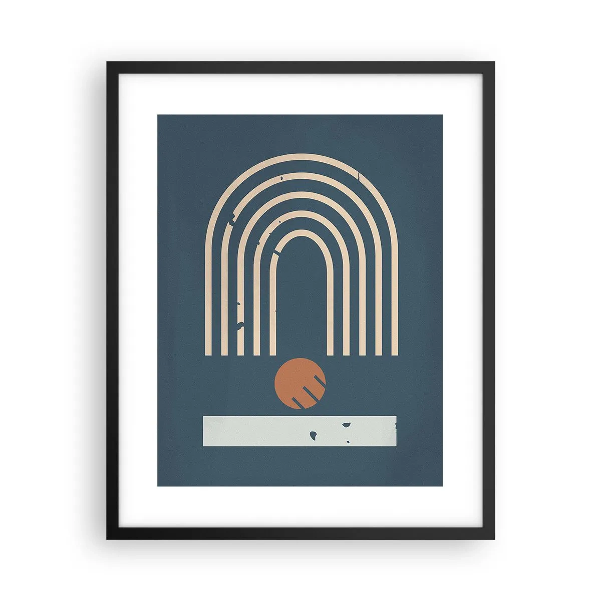 Plakát v černém rámu - Geometrie v námořnické modři - 40x50 cm