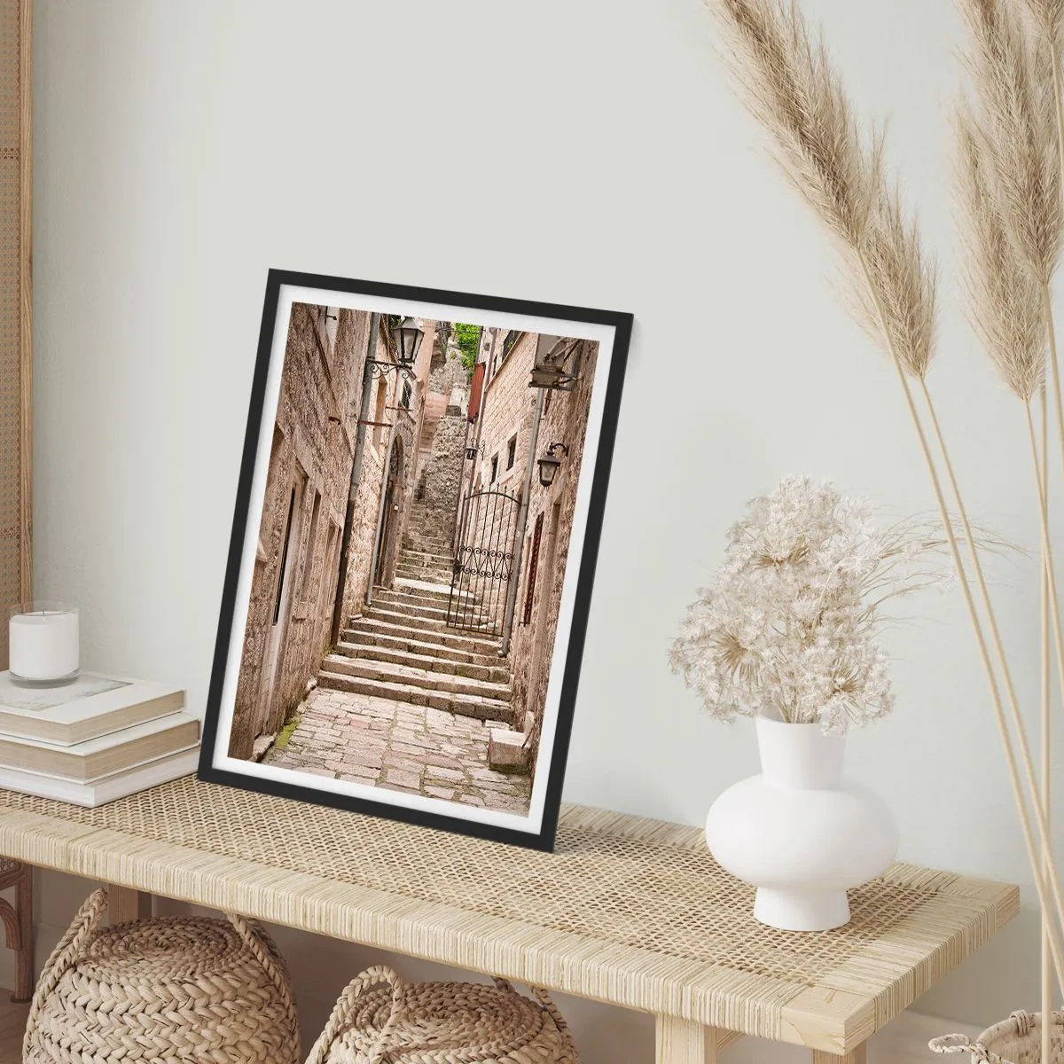 Plakát v černém rámu - Kouzelná stará ulička - 61x91 cm