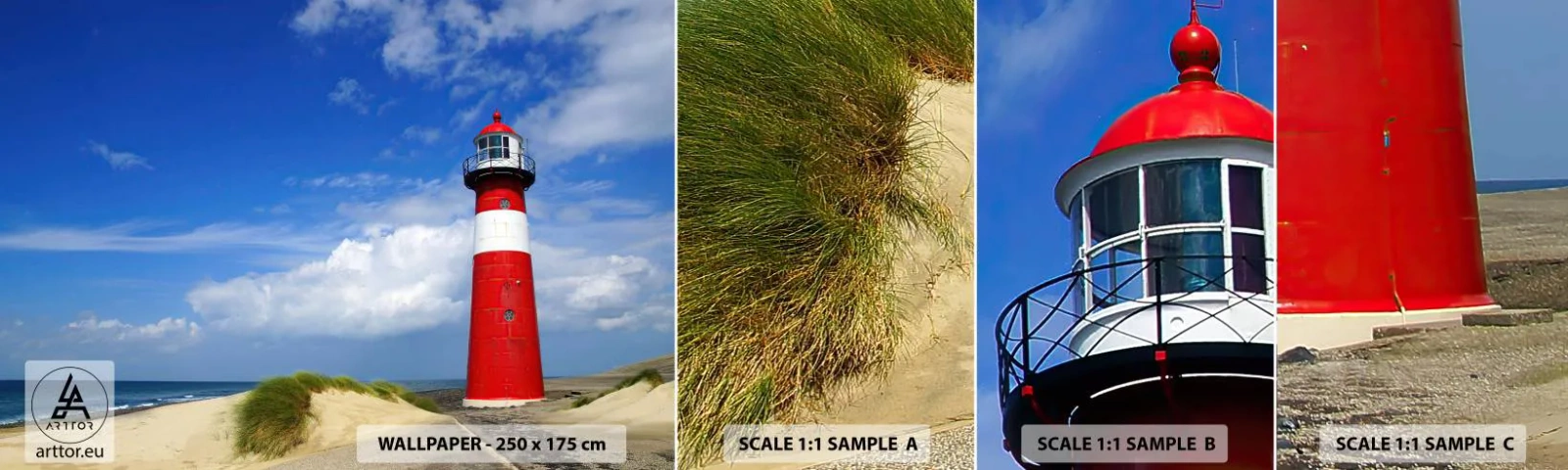 Vzor Fototapety Samolepicí Deluxe Sticker - Vysněná samota - Krajina, Maják, Holandsko - 100x30 cm