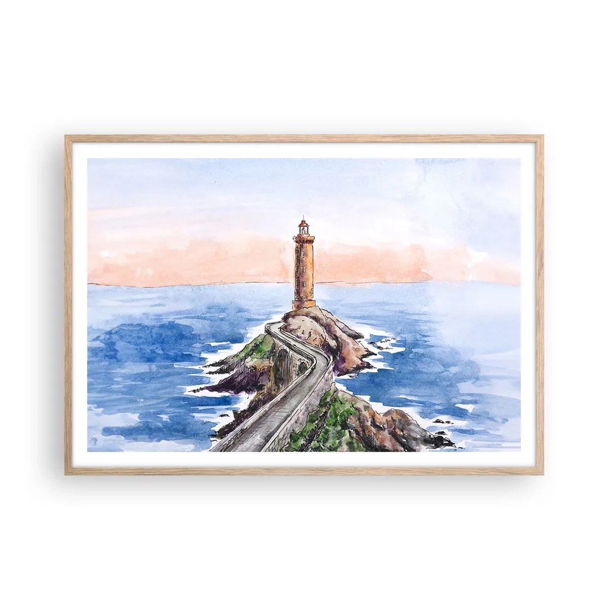 Plakát v rámu světlý dub - Tváří v tvář moři - 100x70 cm