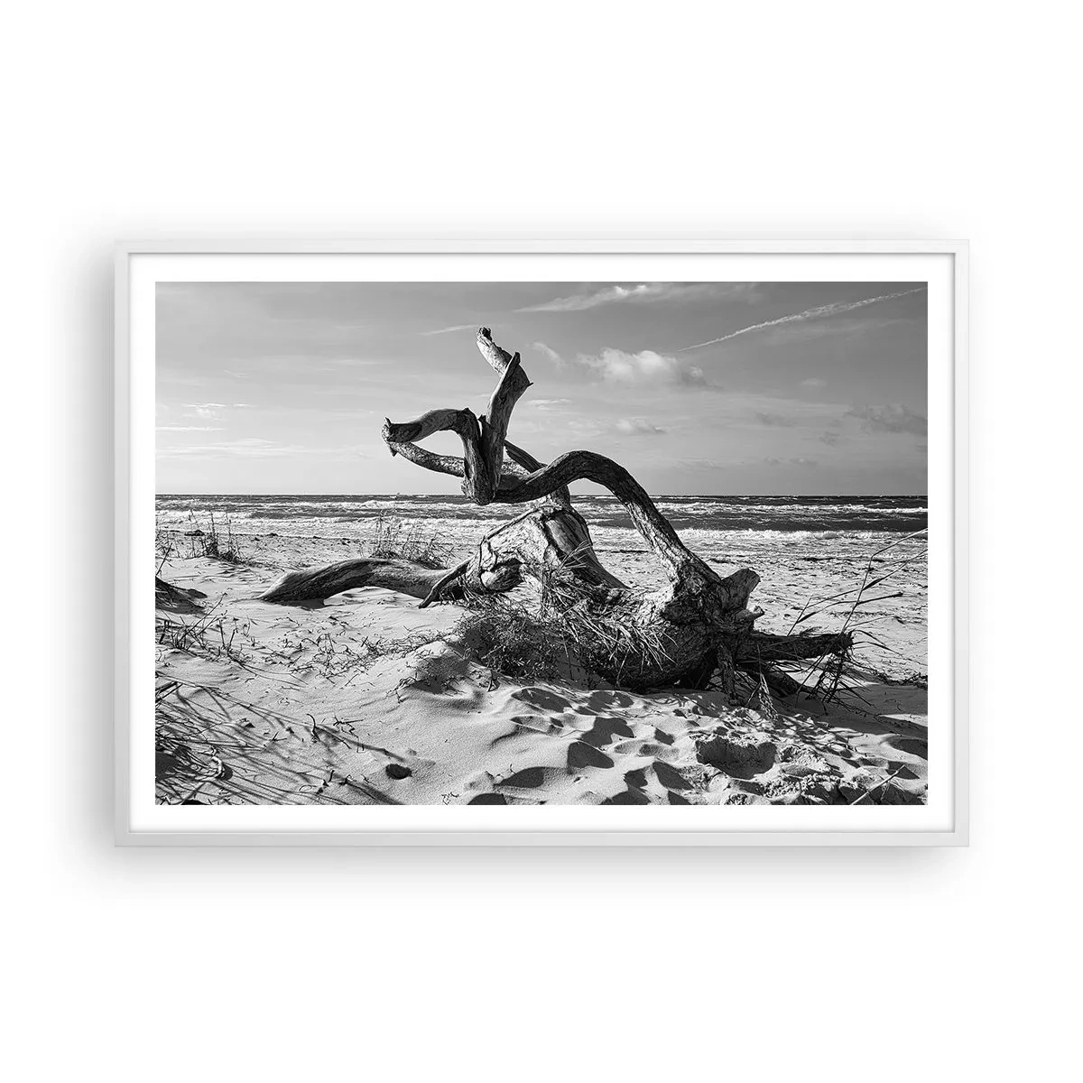 Plakát v bílém rámu - Mořská socha - 100x70 cm