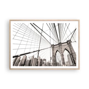 Plakát v rámu světlý dub - Newyorská katedrála - 100x70 cm