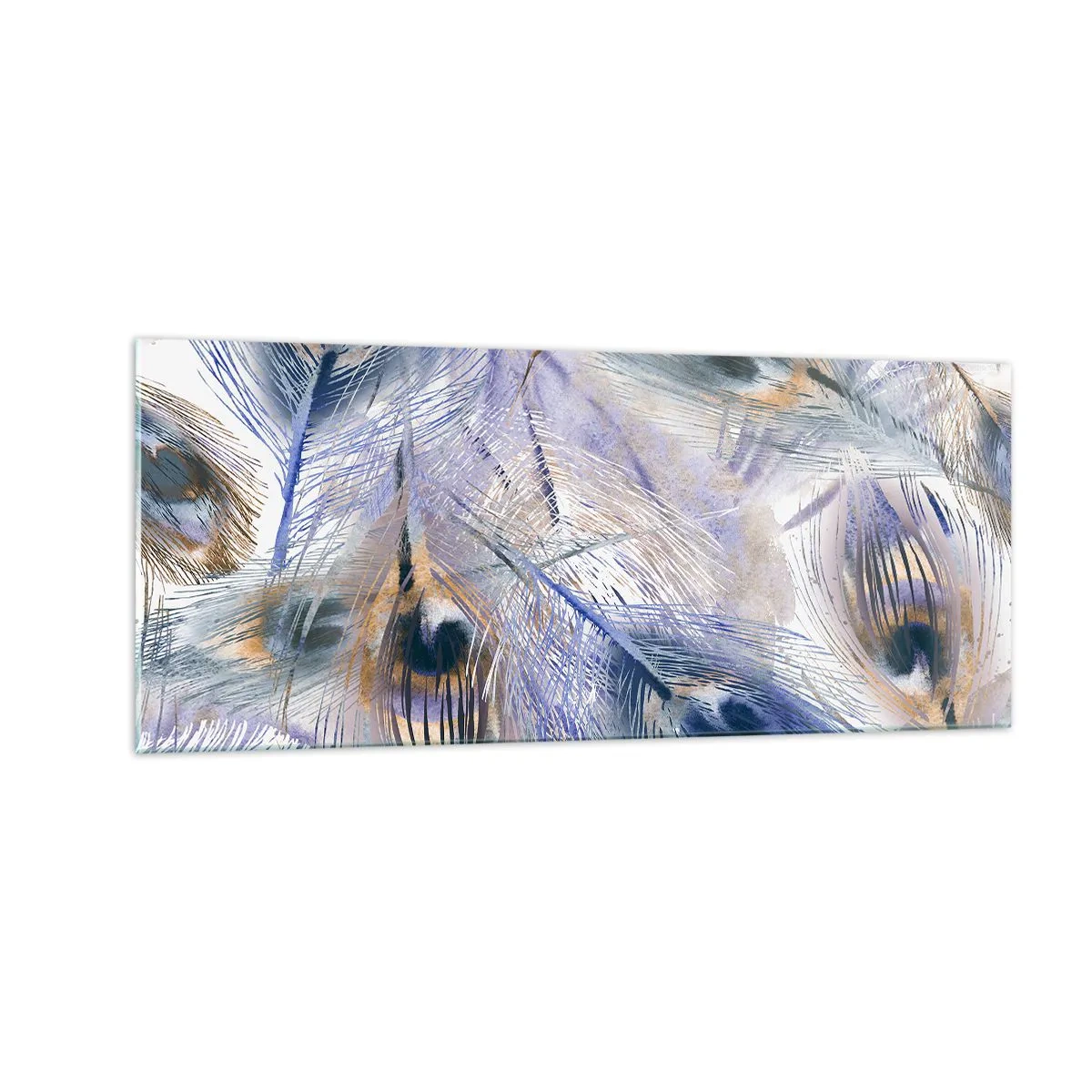 Obraz na skle - Kompozice pavího oka - 100x40 cm