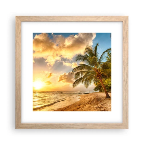 Plakát v rámu světlý dub - Věčné léto, vždy prázdniny - 30x30 cm