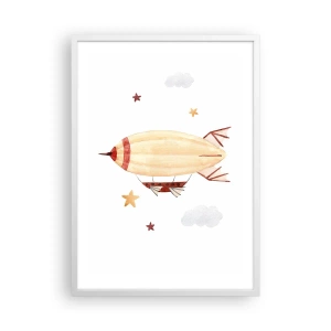 Plakát v bílém rámu - Vzducholoď - 50x70 cm