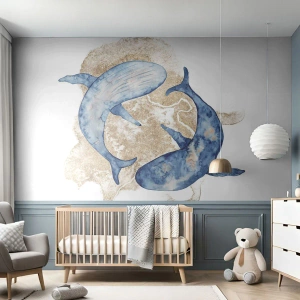 Fototapeta Samolepicí Deluxe Sticker - Přátelství nebo láska? - Delfíni, Abstrakce, Kus - 100x70 cm