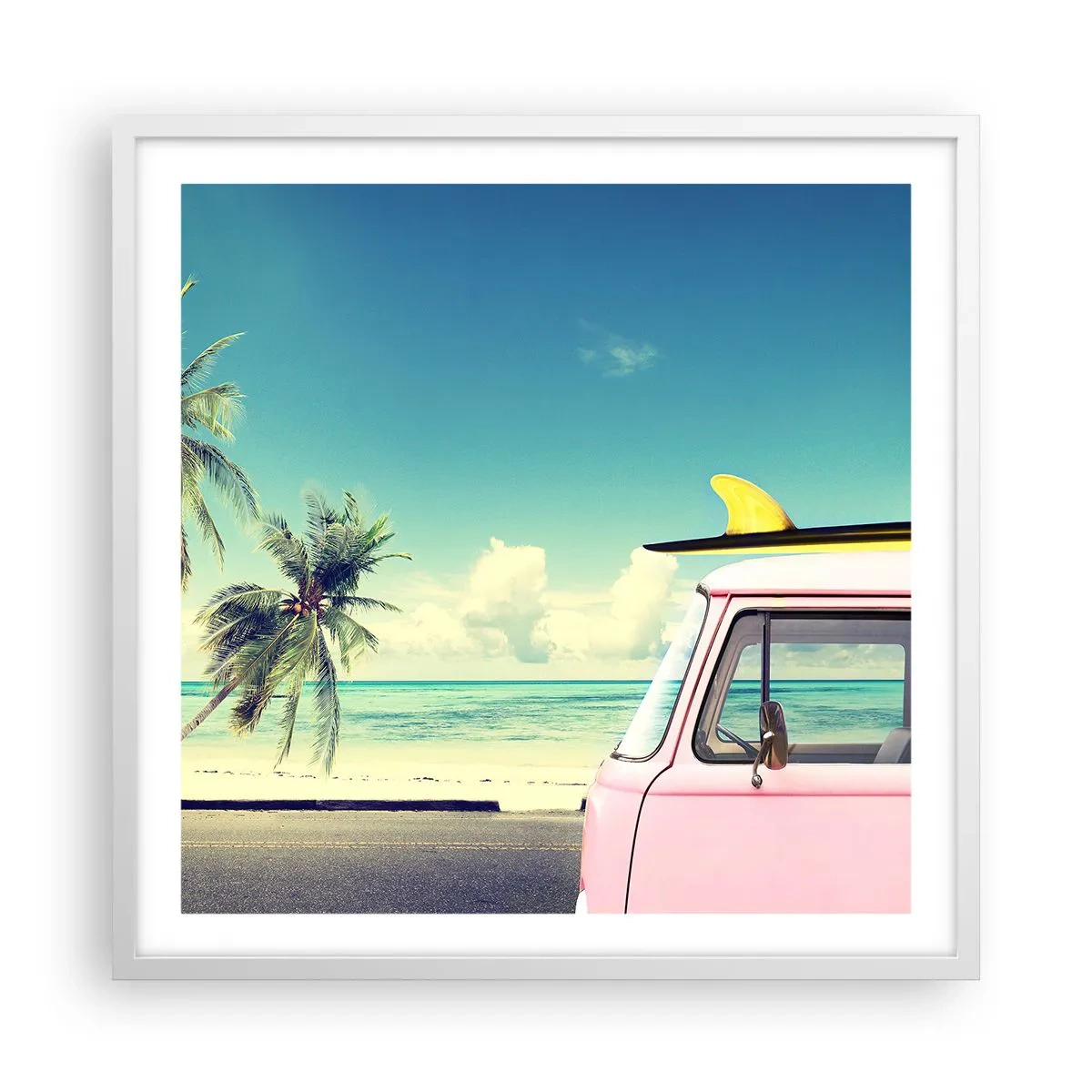 Plakát v bílém rámu - Prázdniny, je čas začít - 60x60 cm