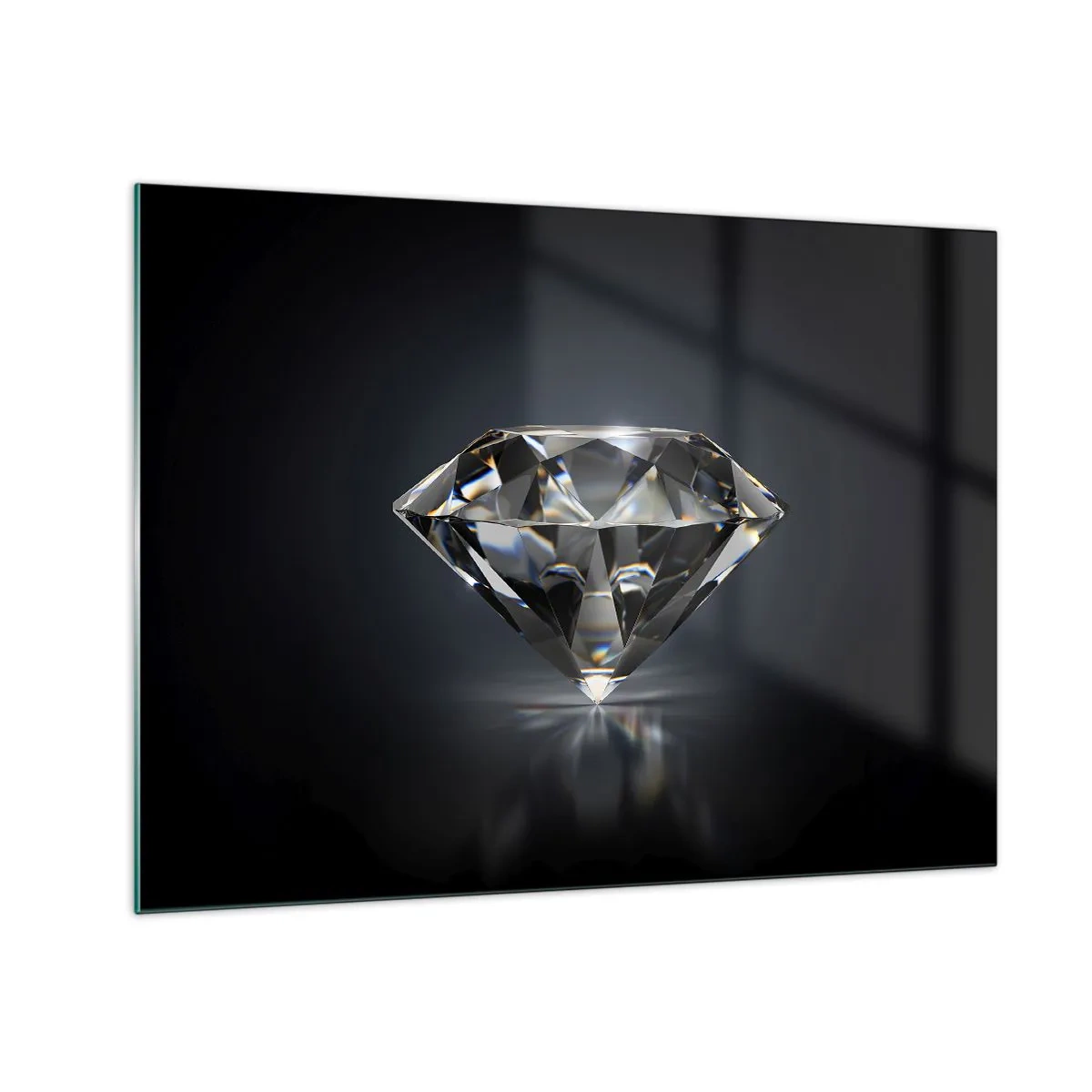 Obraz na skle - Třpytivý diamant na tmavém pozadí v elegantním aranžmá - 70x50cm - Best girls friend - Moderní nástěnná dekorace do obývacího pokoje a ložnice ARTTOR