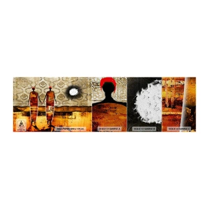 Vzor Fototapety Premium Sand - Etnická kompozice v barvách Afriky - Lidé, Afrika, Grafika - 100x30 cm