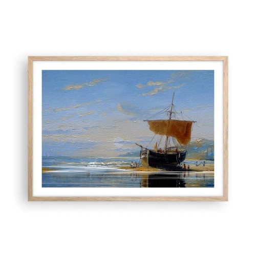 Plakát v rámu světlý dub - Voda, země, vzduch - 70x50 cm