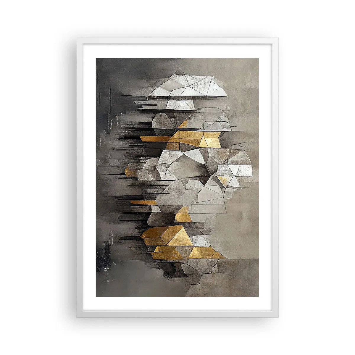 Plakát v bílém rámu - Kompozice z ledu a světla - 50x70 cm
