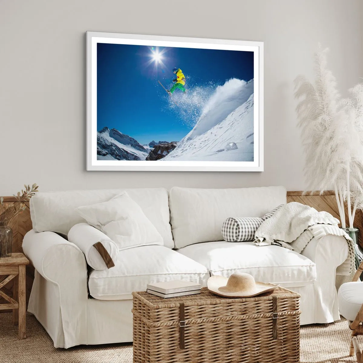 Plakát v bílém rámu - Tančící s horami - 70x50 cm