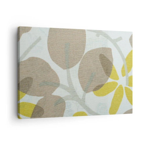 Obraz na plátně - Abstraktní listy v odstínech béžové a žluté - 70x50cm - Kompozice v plném slunci - Moderní nástěnná dekorace do obývacího pokoje a ložnice ARTTOR
