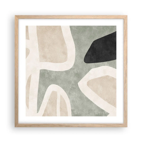 Plakát v rámu světlý dub - Kompozice s černým motivem - 50x50 cm