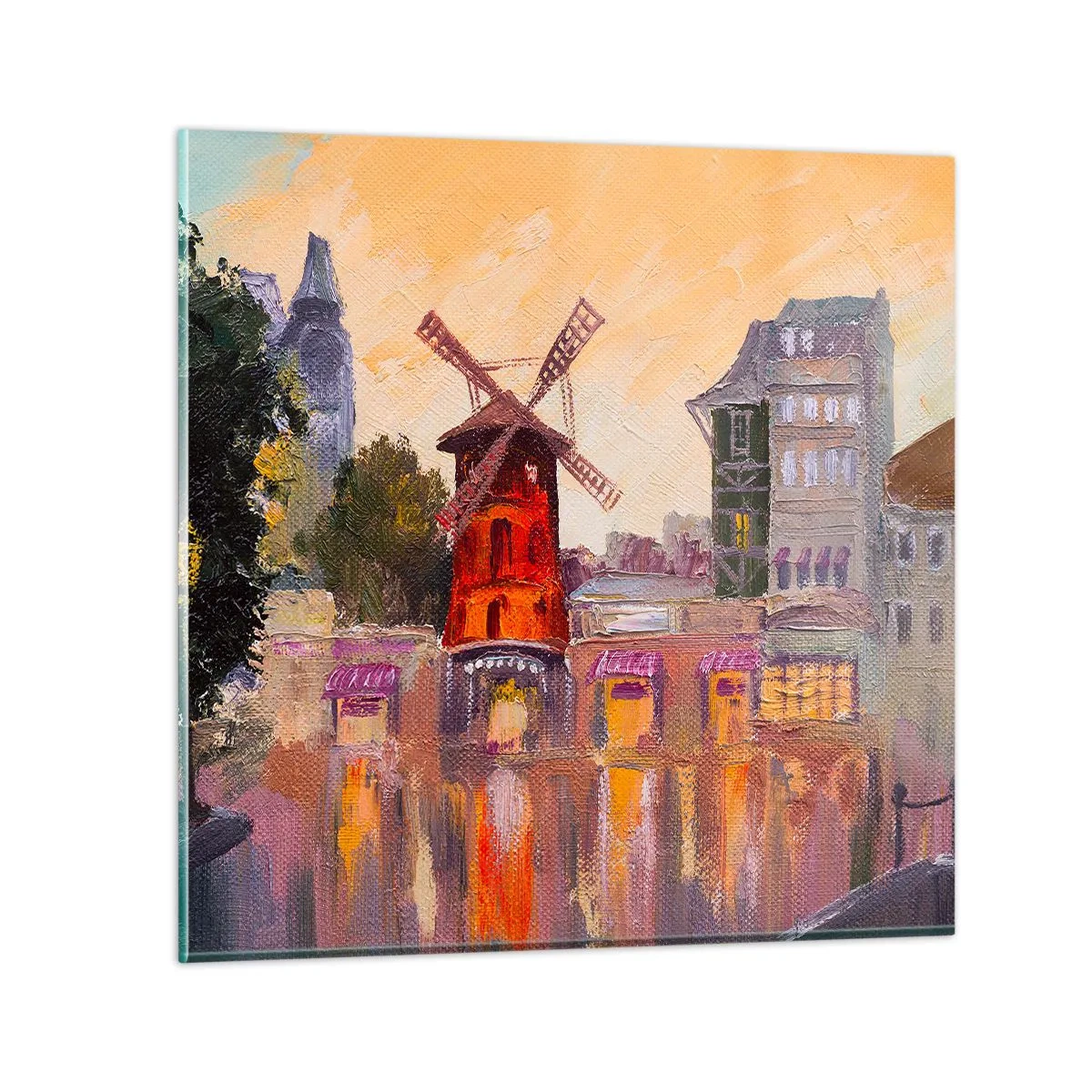 Obraz na skle - Pařížské ikony – Moulin Rouge - 40x40 cm