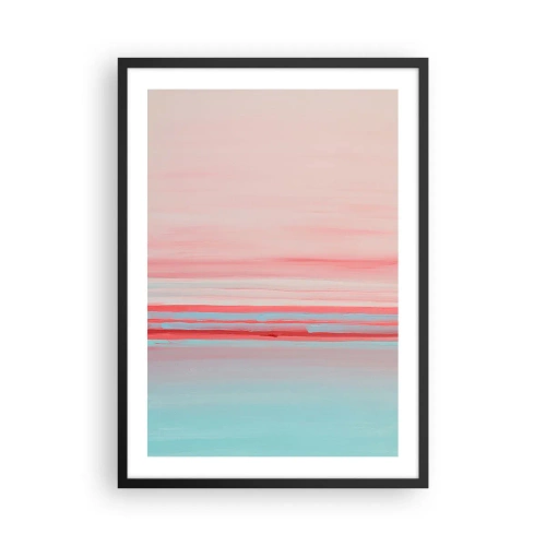 Plakát v černém rámu - Jemná abstrakce v pastelových odstínech růžové a modré. - 50x70cm - Abstrakce za úsvitu - Moderní nástěnná dekorace do obývacího pokoje a ložnice ARTTOR