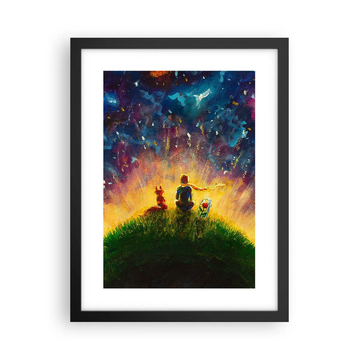 Plakát v černém rámu - Láska a přátelství - celý svět - 30x40 cm