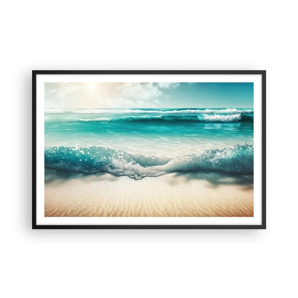 Plakát v černém rámu - Klid oceánu - 91x61 cm