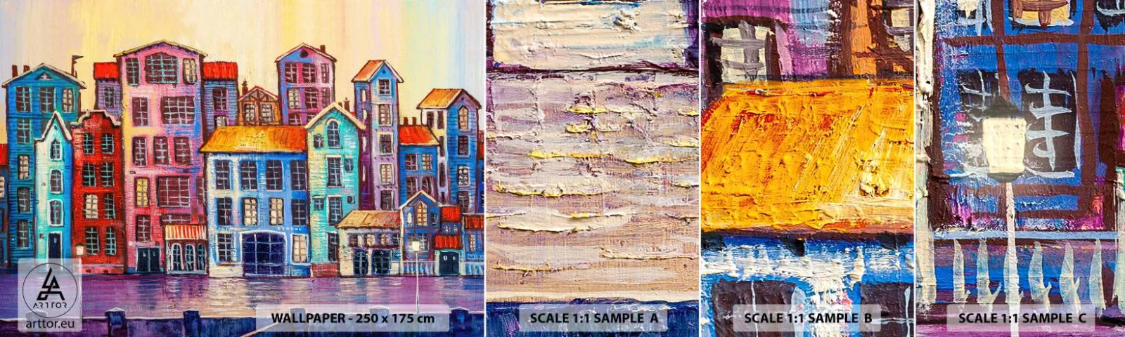 Fototapeta Vzorek Standard Eco - Město jako z pohádky - Kus, Nájemní domy, Město - 100x30 cm