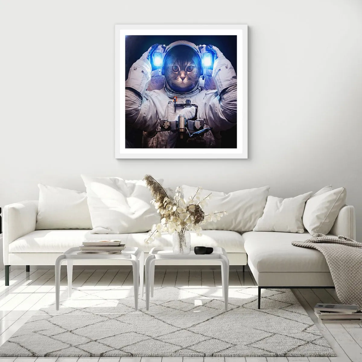 Plakát v bílém rámu - Houston, máte problém - 60x60 cm