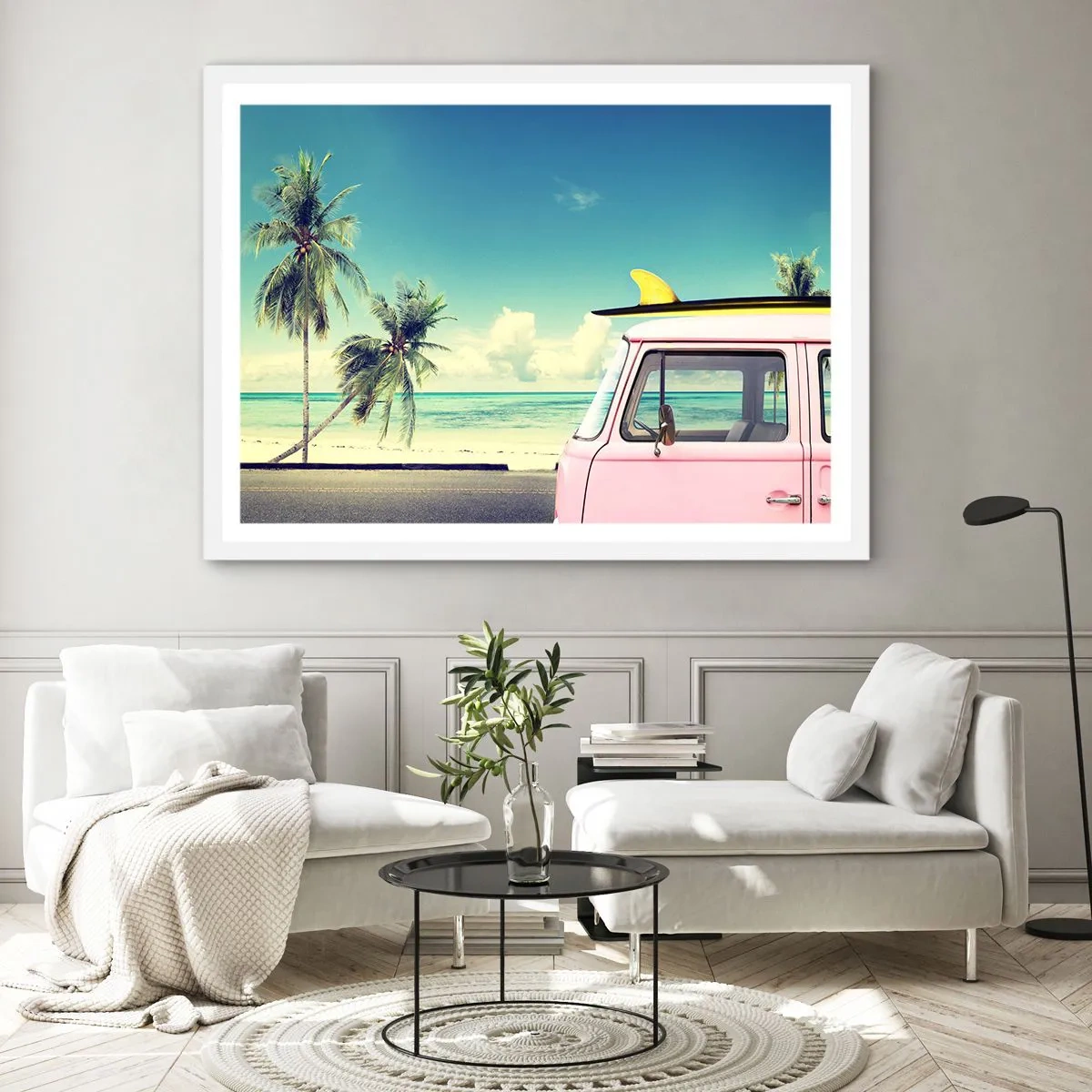 Plakát v bílém rámu - Prázdniny, je čas začít - 70x50 cm