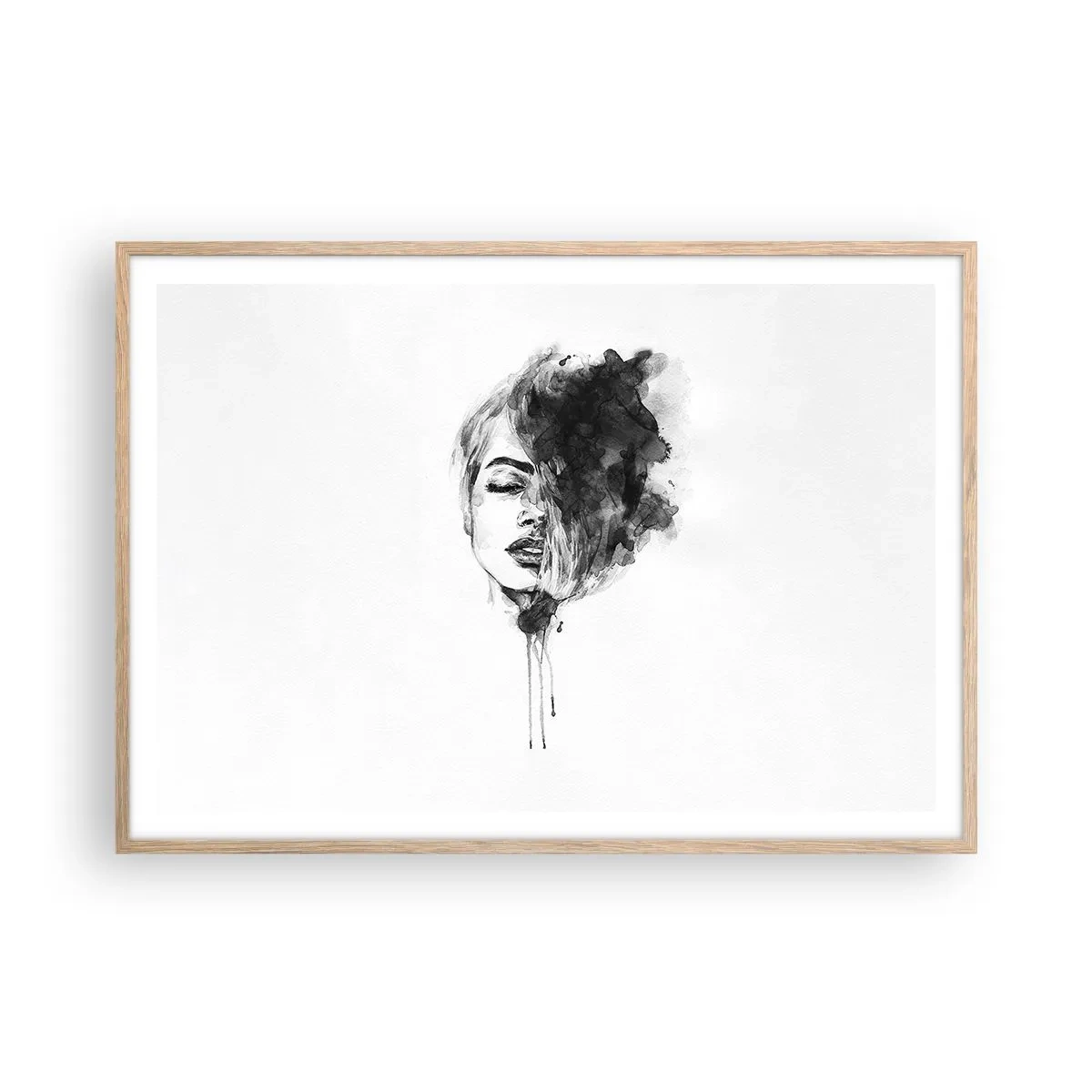 Plakát v rámu světlý dub - O čem sní dívka - 100x70 cm