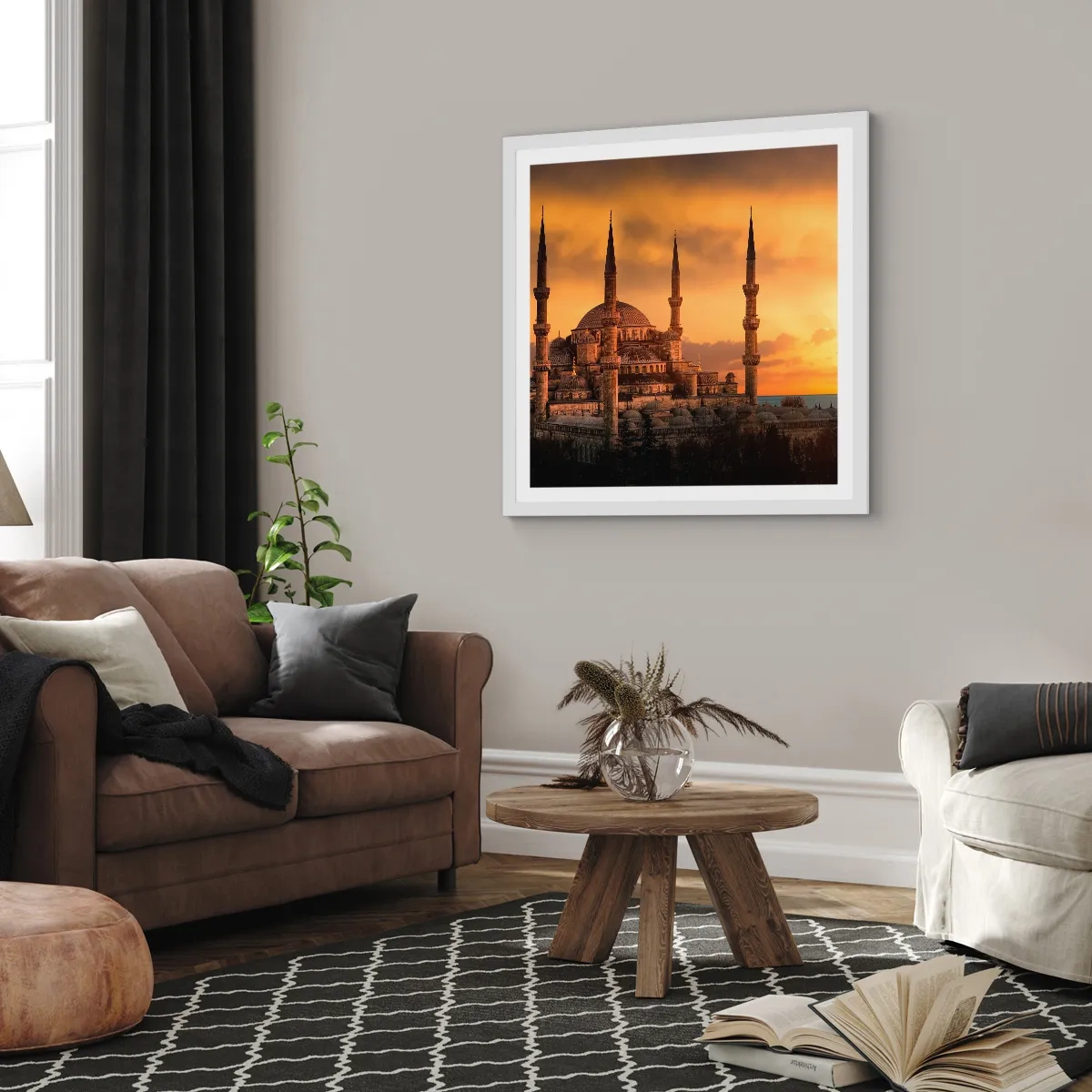 Plakát v bílém rámu - Bůh je velký - 30x30 cm