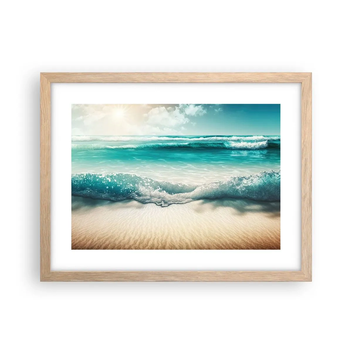 Plakát v rámu světlý dub - Klid oceánu - 40x30 cm