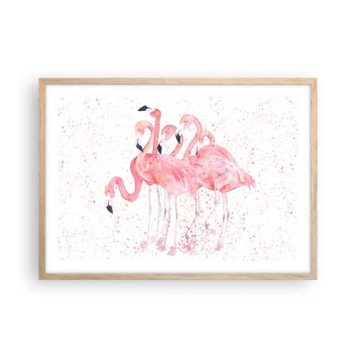 Plakát v rámu světlý dub - Růžový ansámbl - 70x50 cm