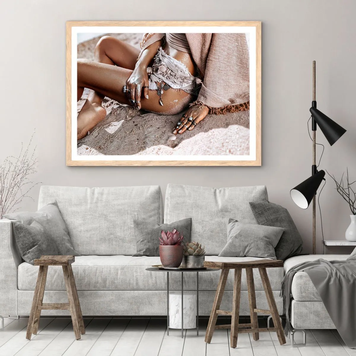 Plakát v rámu světlý dub - Vyplavena na břeh? - 70x50 cm