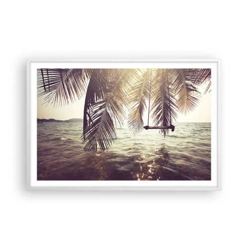 Plakát v bílém rámu - Houpat se libovolně v oblacích - 91x61 cm