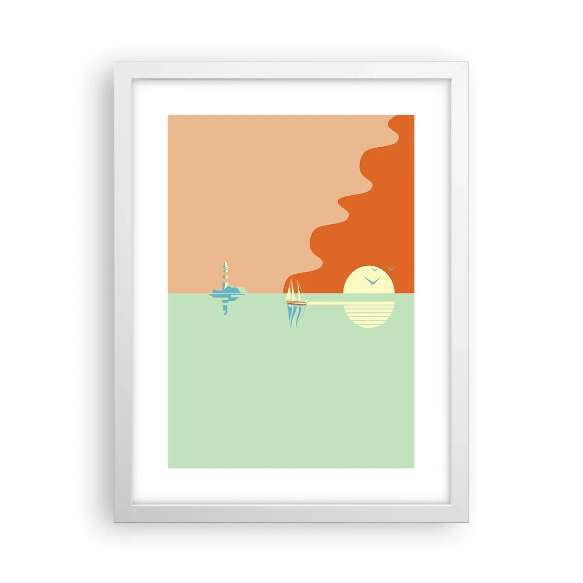 Plakát v bílém rámu - Dokonalá mořská krajina - 30x40 cm
