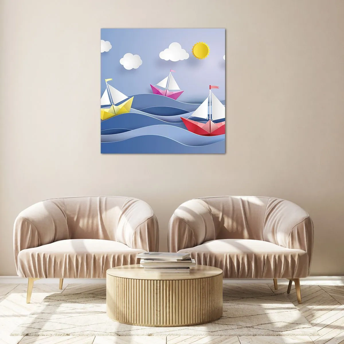 Obraz na skle - Ach, jak je příjemné houpat se na vlnách - 70x70 cm