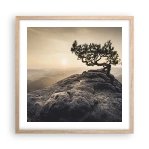 Plakát v rámu světlý dub - Život vždy vítězí - 50x50 cm