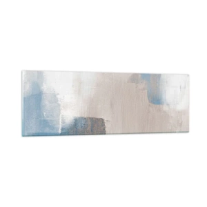 Obraz na skle - Růžová abstrakce za modrým závojem - 90x30 cm