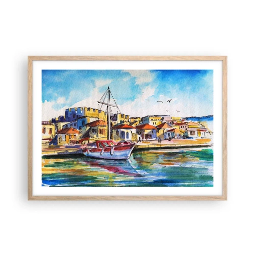 Plakát v rámu světlý dub - Duhové odpoledne - 70x50 cm