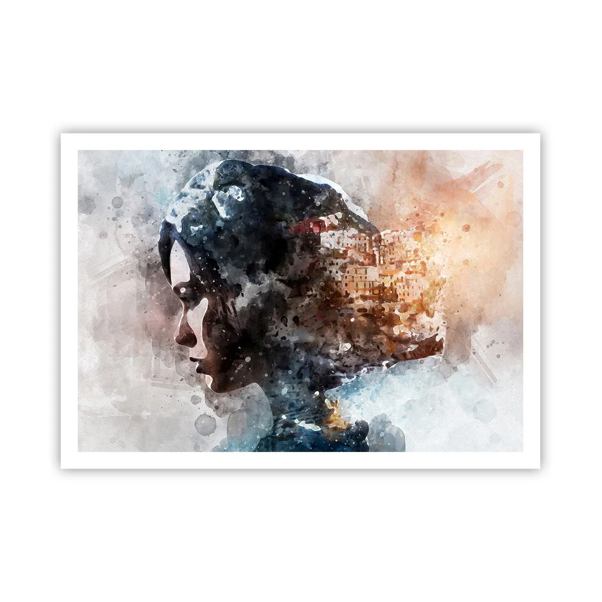 Plakát - Příběh o dívce s městem v pozadí - 100x70 cm