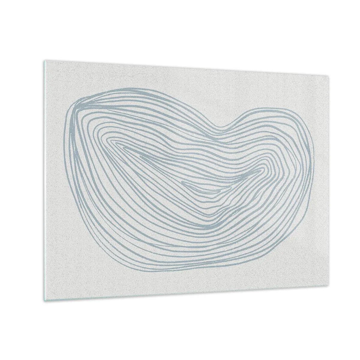 Obraz na skle - Jemné modré linie vytvářejí organický, plynulý tvar - 70x50cm - Úsměv kapky - Moderní nástěnná dekorace do obývacího pokoje a ložnice ARTTOR