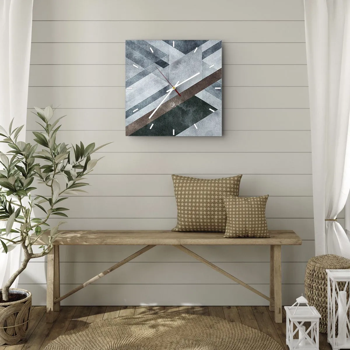 Nástěnné hodiny - Sofistikovaná elegance geometrie - 40x40 cm
