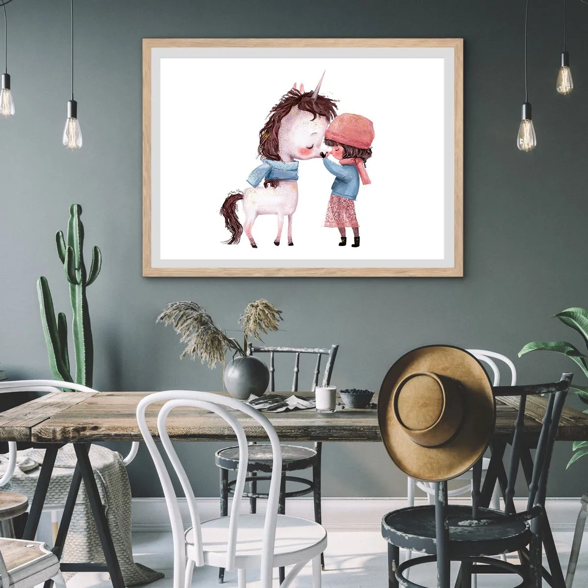 Plakát v rámu světlý dub - Zimní příběh - 100x70 cm