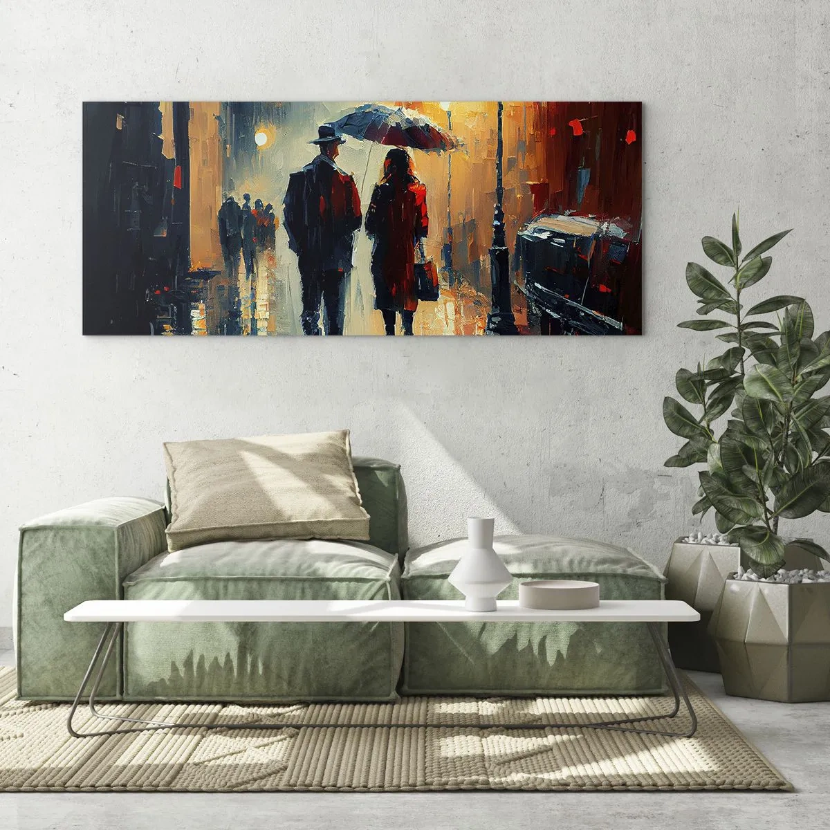 Obraz na skle - Městská love story - 120x50 cm
