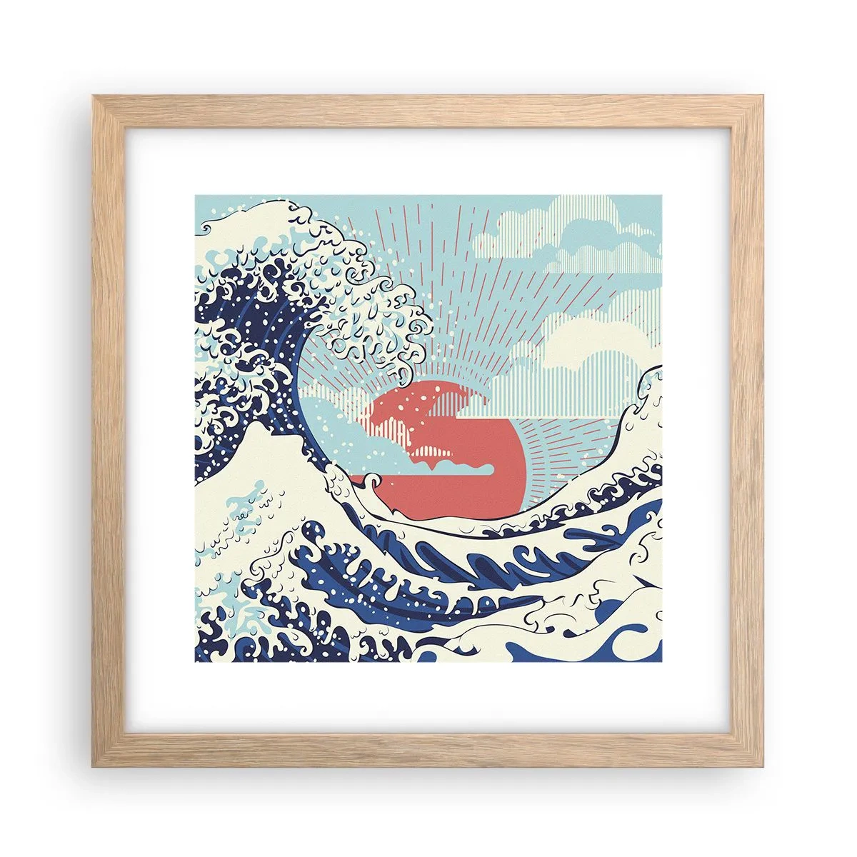 Plakát v rámu světlý dub - Z japonských inspirací - 30x30 cm